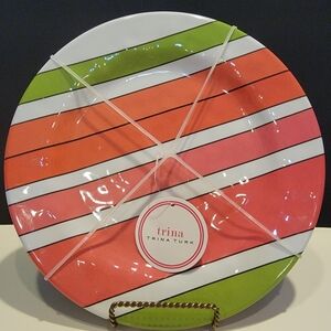 Trina Turk Bright Strips Melamine 11" Dinner Plates Indoor/Outdoor Set of 4 New